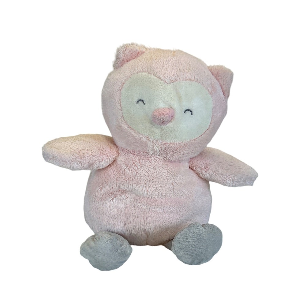 Carters Just One You Pink 7" Rattle Plush Sleeping Owl Baby Stuffed Animal Toy